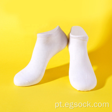 anti-derrapante cor sólida meias de algodão de corte baixo